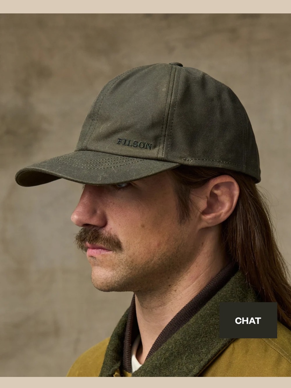 Filson Brown Olive Two-Tone Waxed Cap with Ear Flap - Large